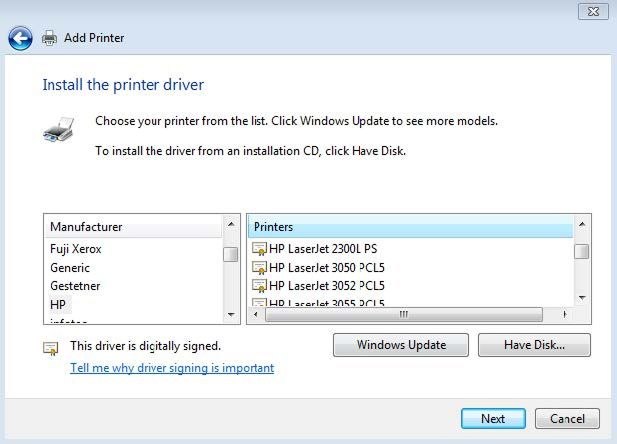 Windows Printer Driver Installation